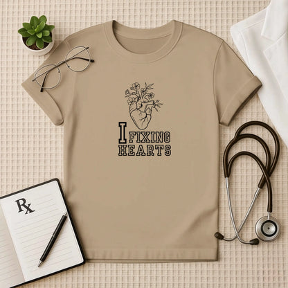 I Fixing Hearts" Floral Anatomy Doctor T-Shirt
