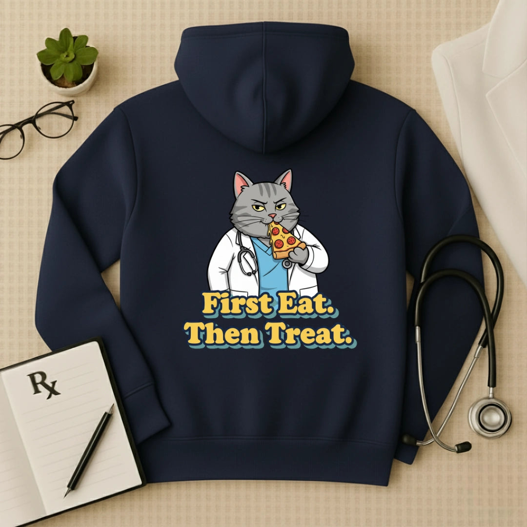 "First Eat. Then Treat." Premium Doctor Oversized Hoodie