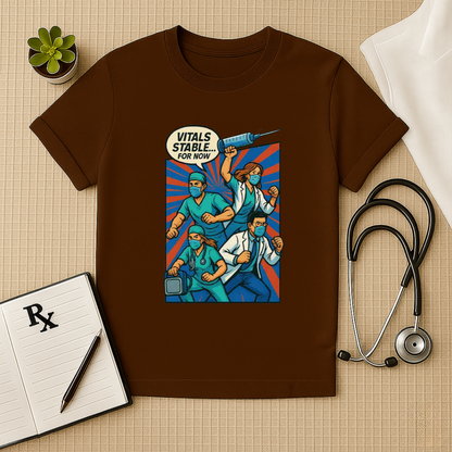 Vitals Stable... For Now – Comic-Style Team Doctor T-shirt